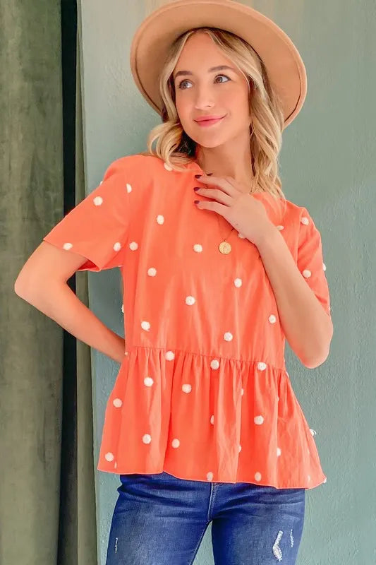 Pom Pom Perfect Polka Dots Top - T11355CO