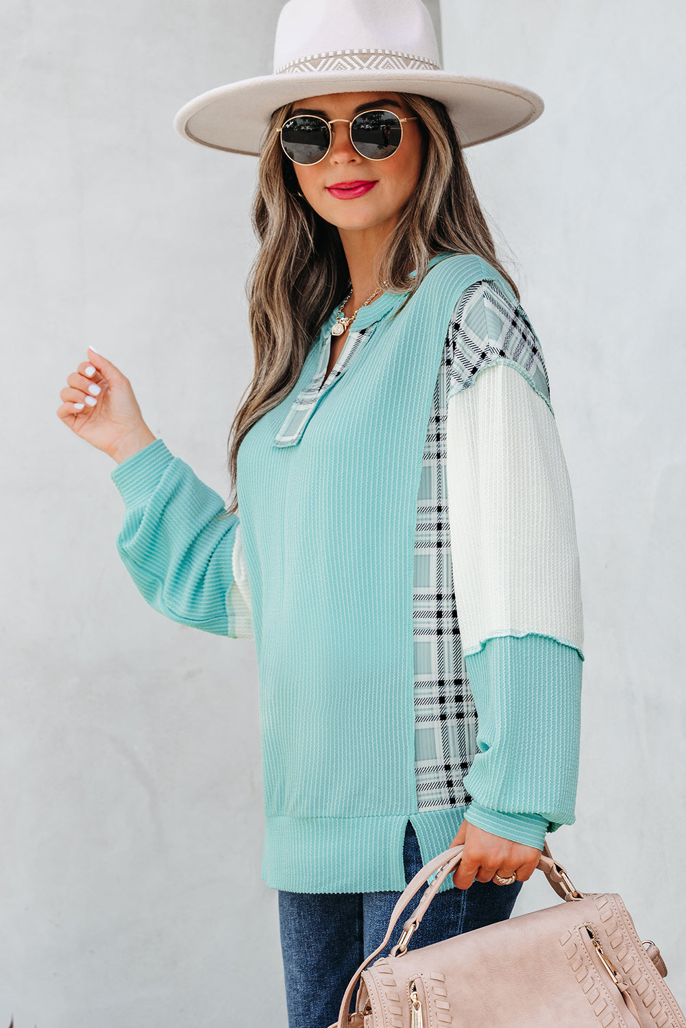 Aruba Dreams Corded Texture Colorblock Top