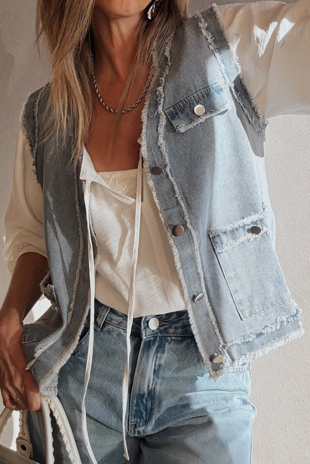 Above The Fray Sleeveless Denim Vest
