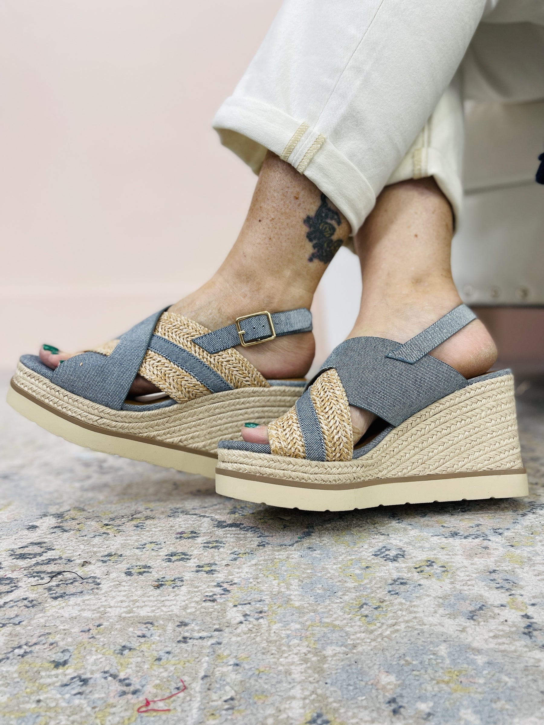 Truly Untouchable Denim Espadrille Sandals - SHO2679DN