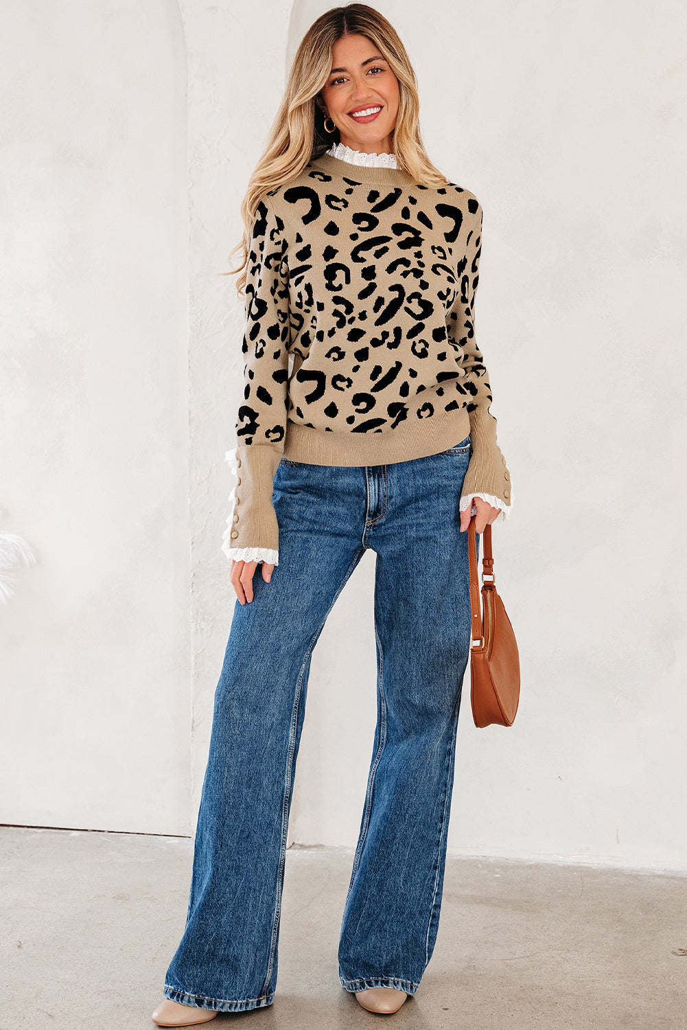 Barely Wild Pattern Lace Ribbed Sweater