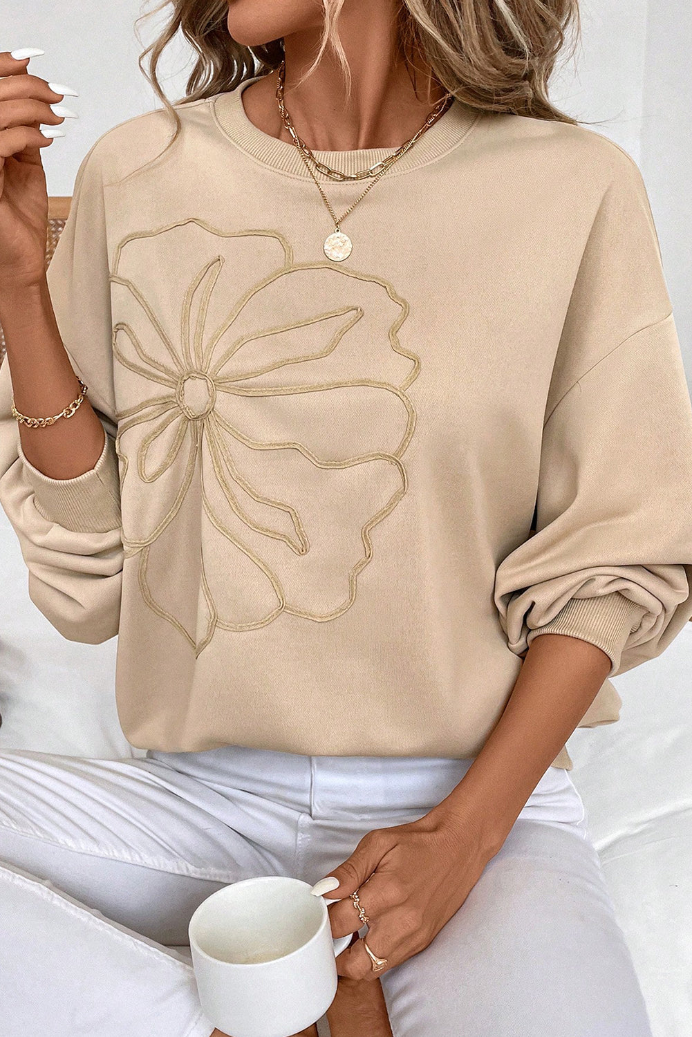 Deeply Rooted Embroidered Flower Sweatshirt