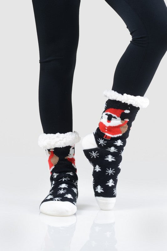 Santa/Christmas Printed Fuzzy Socks - CSOC112