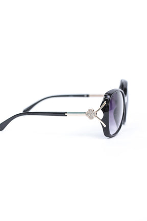 Black Frame/Black Lens Round Sunglasses - SGL279BK - FREE hard case