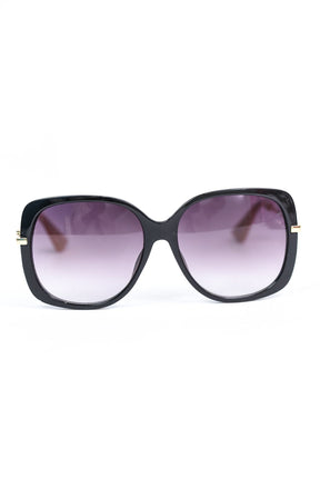 Black Frame/Black Ombre Lens Oval Sunglasses - SGL292BK - FREE hard case