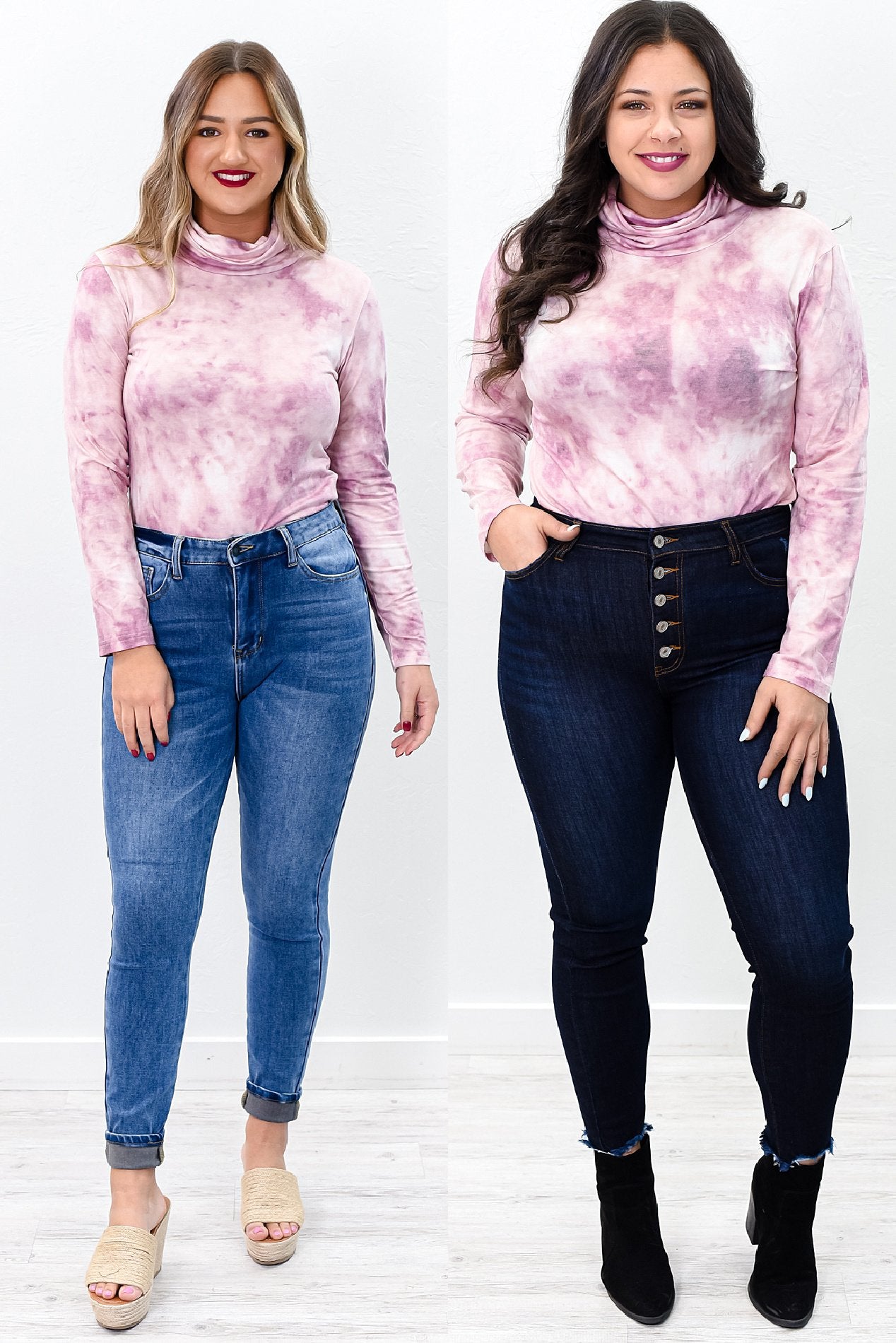 Dusty Pink Tie Dye Cowl Neck Bodysuit - BDS1022DPK