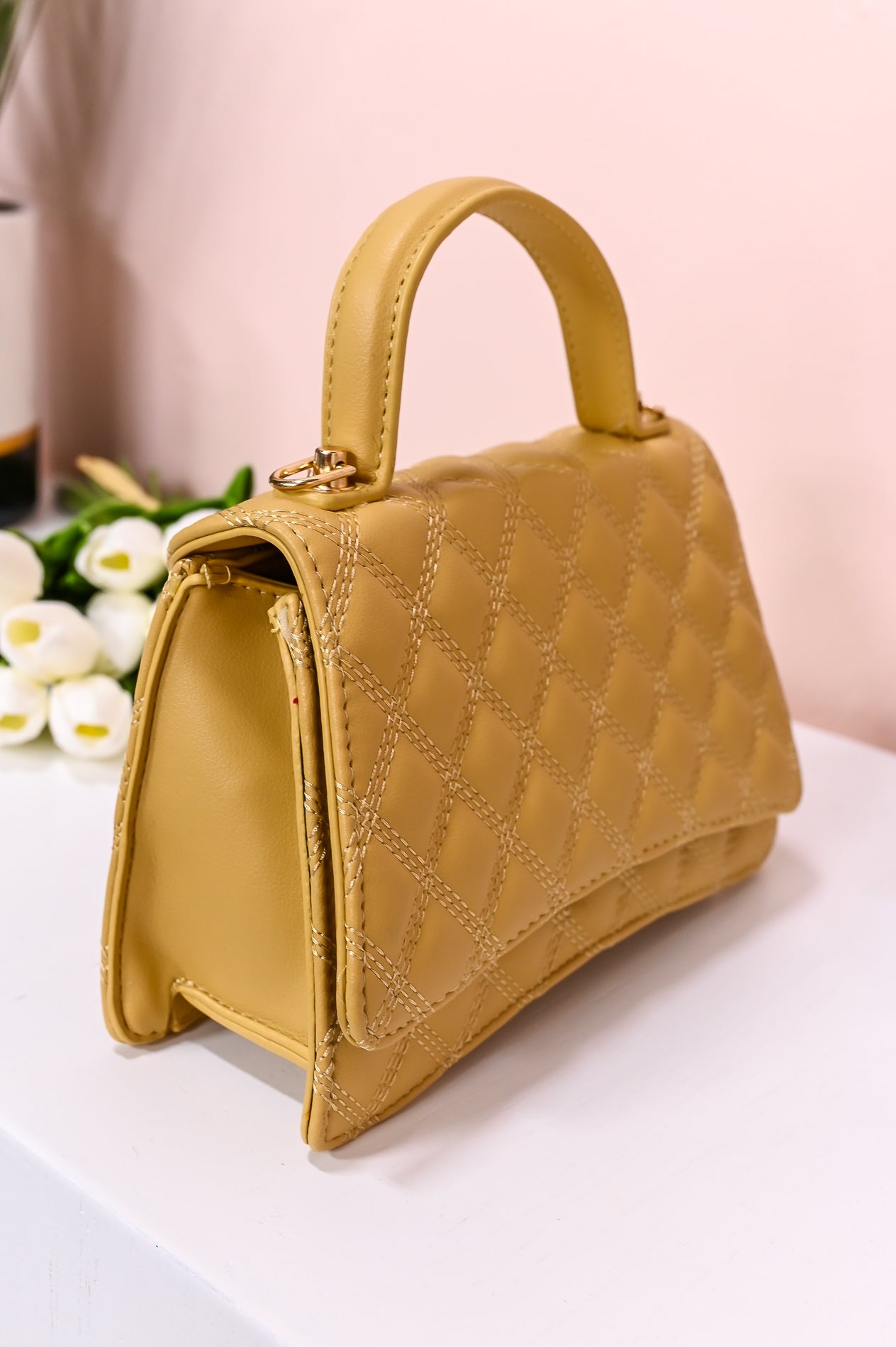 Give You Grace Vintage Mustard Quilted Bag - BAG1726VMU