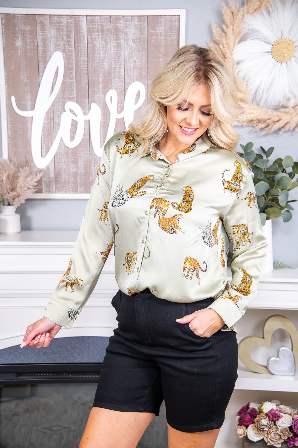 Doing Things My Way Light Olive/Multi Color Printed Top - T6656LOL