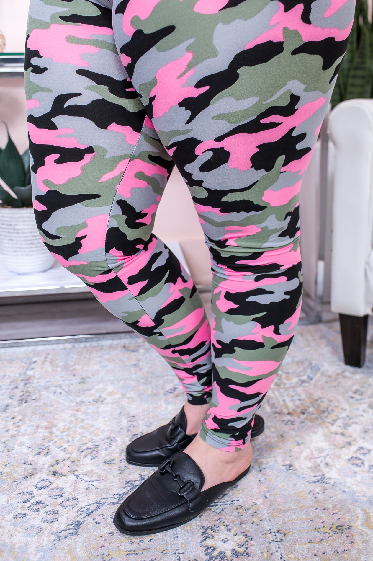 Pink/Multi Color Camouflage Wide Band Leggings (Sizes 12-18) - LEG3053