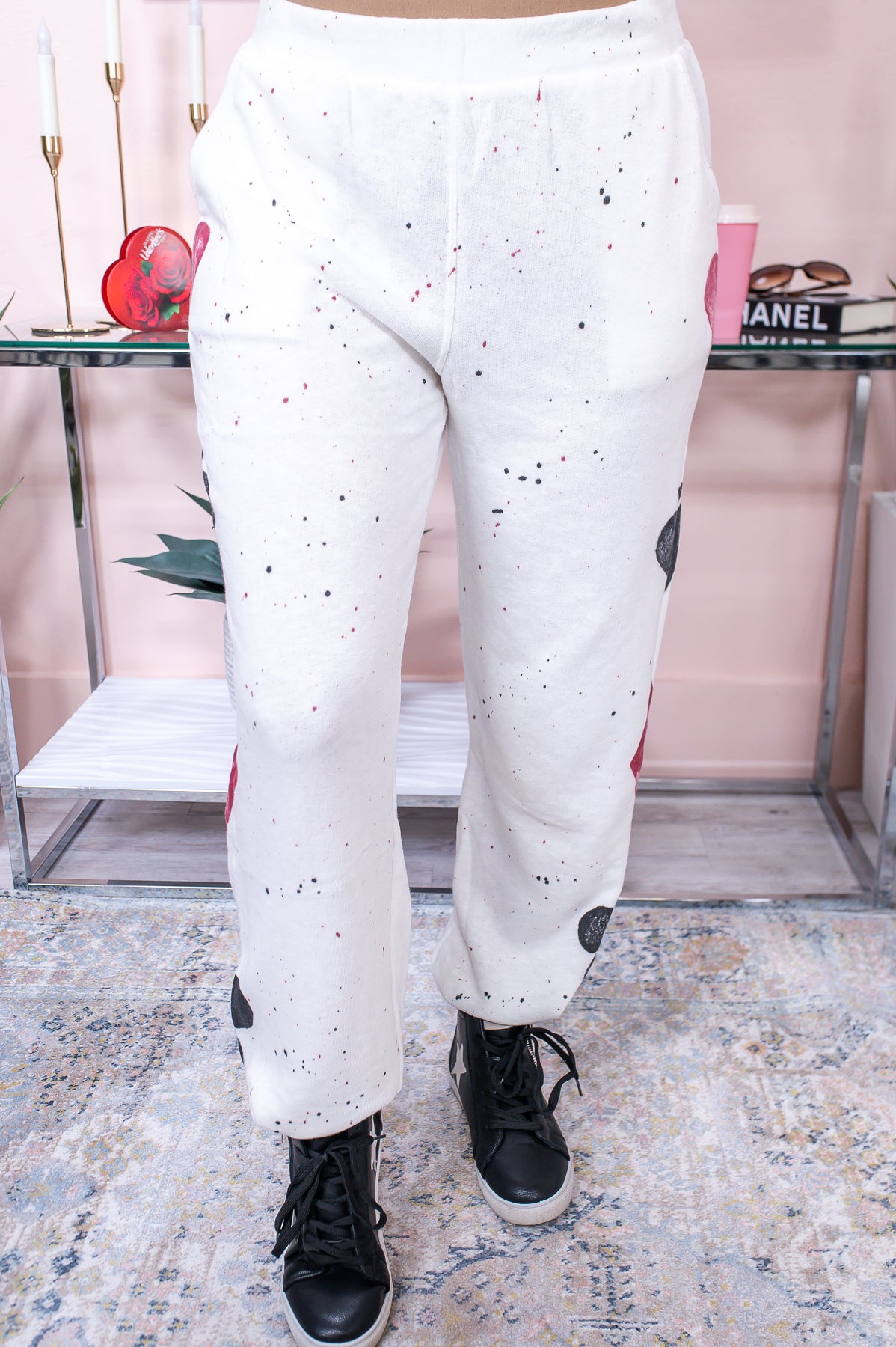 Playing With My Heart Ivory/Multi Color Paint Splatter Pant - PNT1348IV