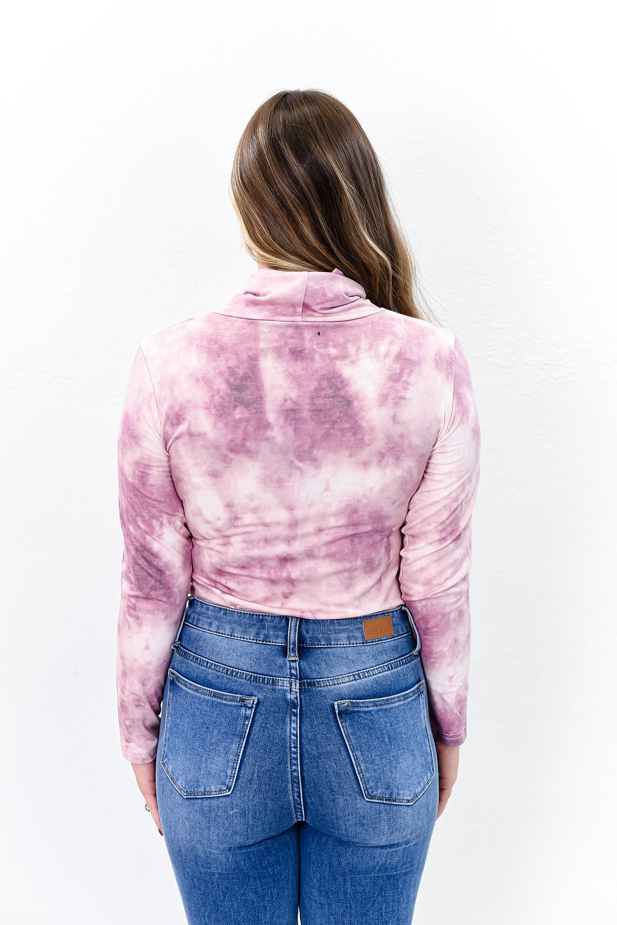 Dusty Pink Tie Dye Cowl Neck Bodysuit - BDS1022DPK