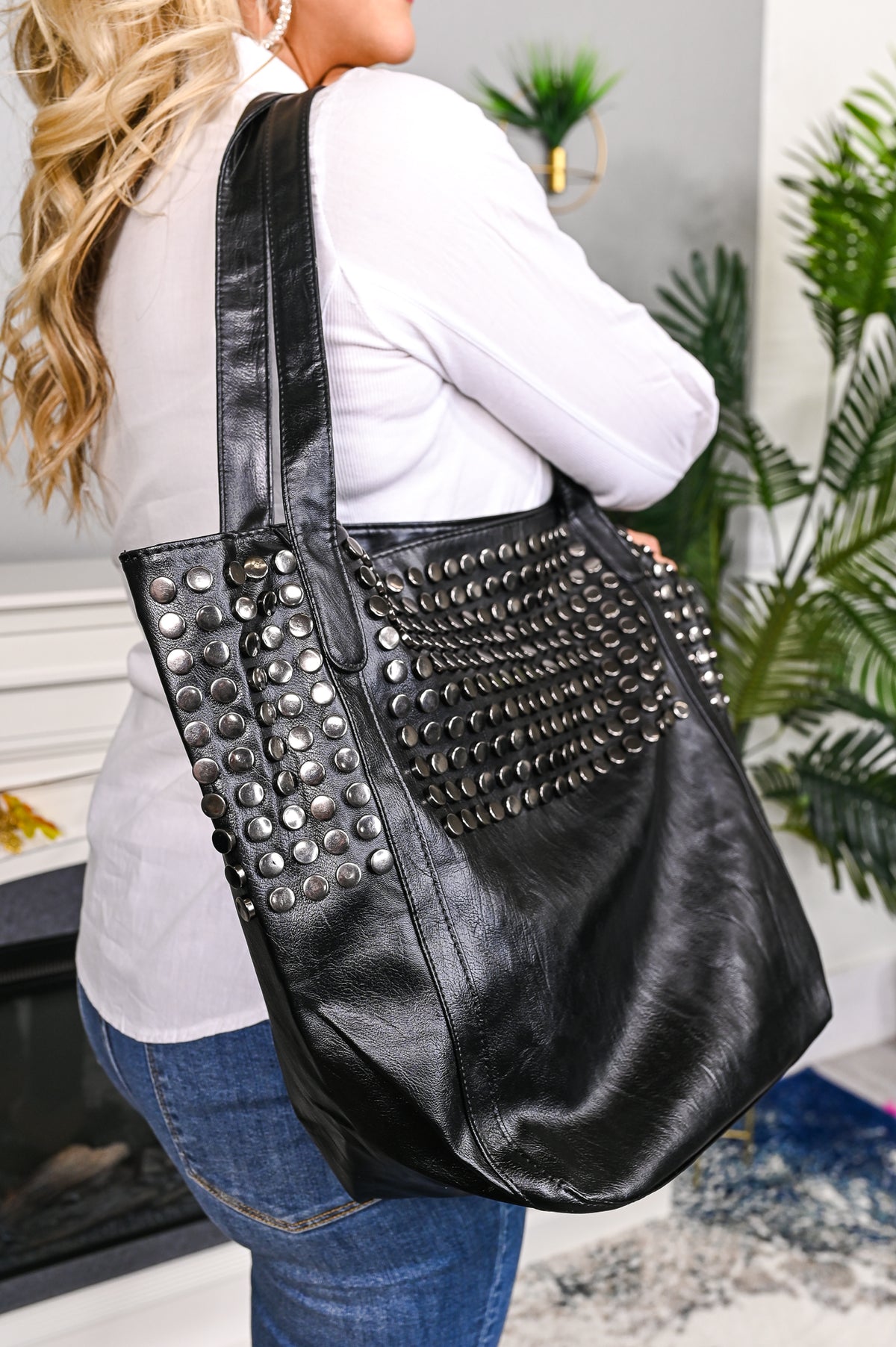 Reinvent Yourself Black Studded Bag - BAG1766BK