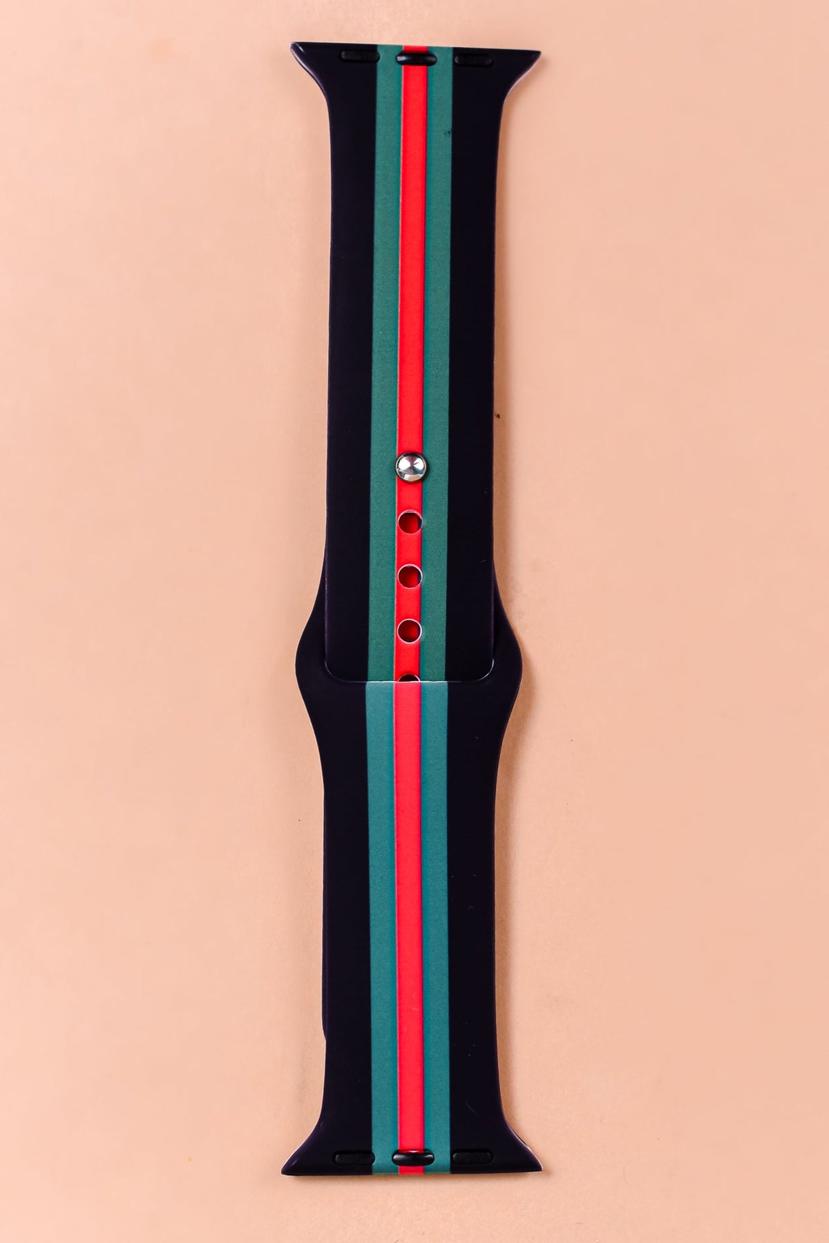 Black/Red/Green Printed Apple Watch Band - WB025BK