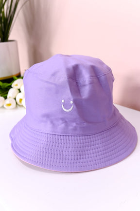 Pink/Purple Smiley Face Reversible Bucket Hat - HAT1386PK
