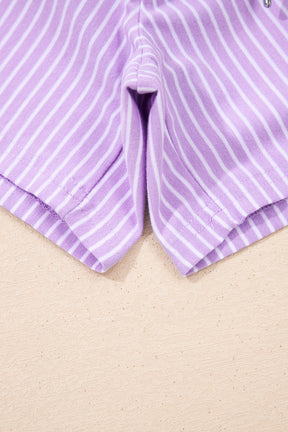 Let's Do This Purple Stripe Top And Shorts Set