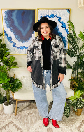 Plaid To The Bone Black Shacket - S996BK