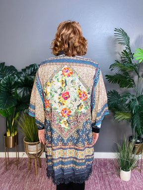 It's A Mood Teal Mixed Kimono - OT025TE