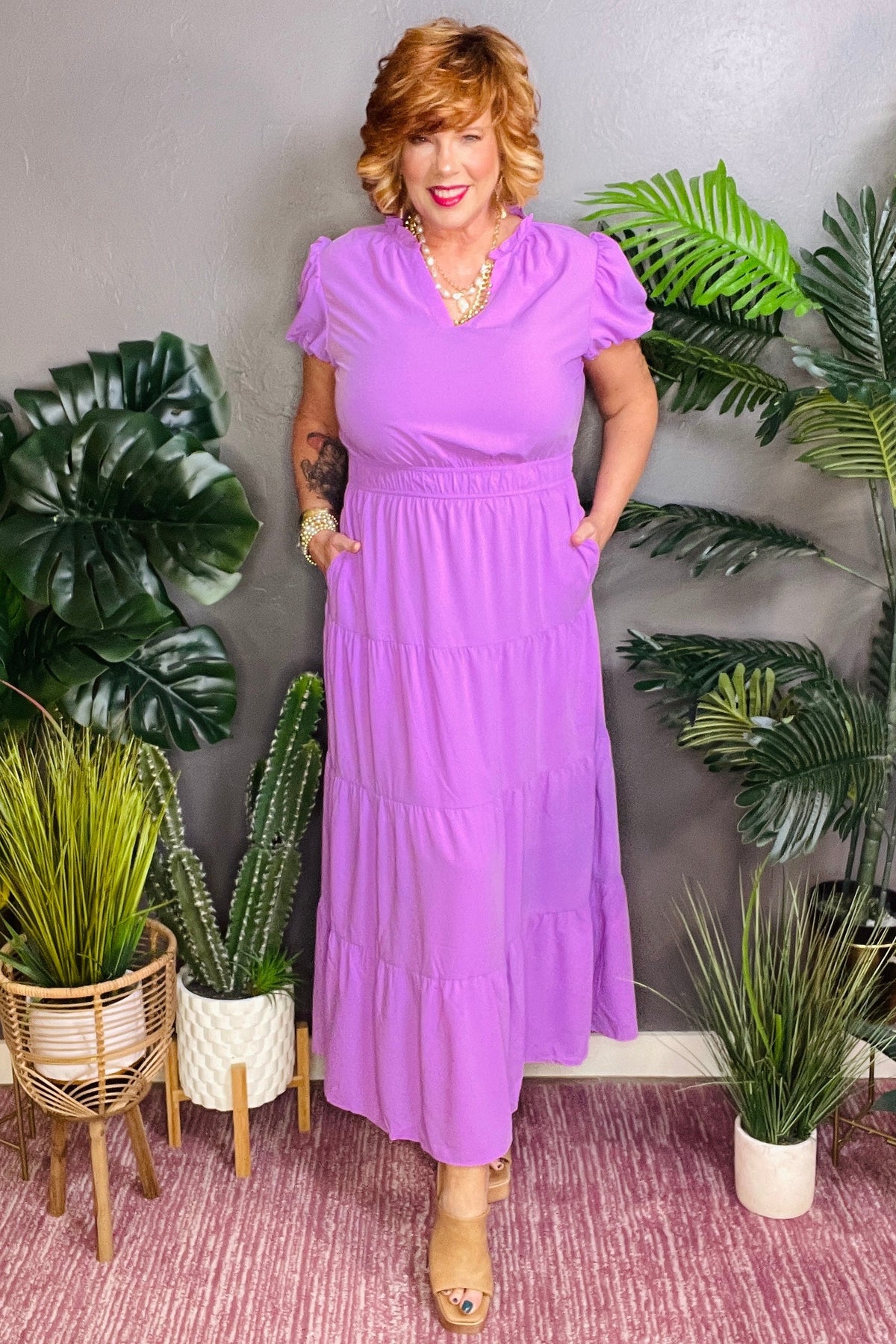 The IT Girl Lavender Tiered Maxi Dress