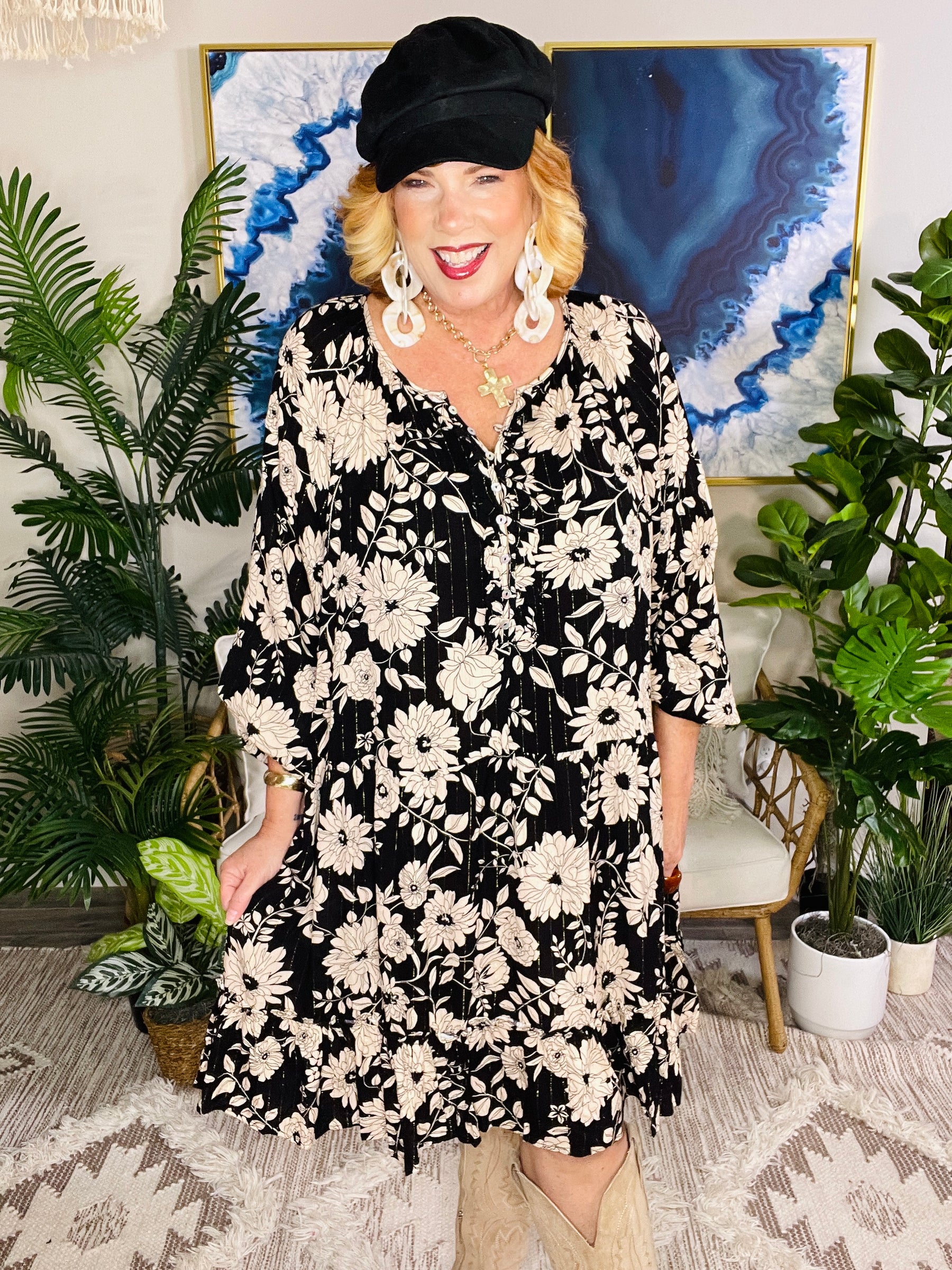 Timeless Blooms Dress - DR284BK
