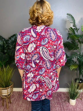 Paisley Perfection Hi Lo Wine Mix Top - S015WN