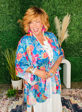 All That Glows Blue Mix Kimono - OT171BL