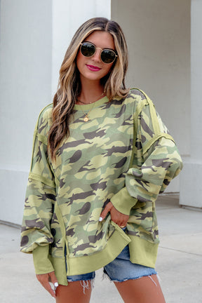 Hidden Agenda Camouflage Waffle Knit Top