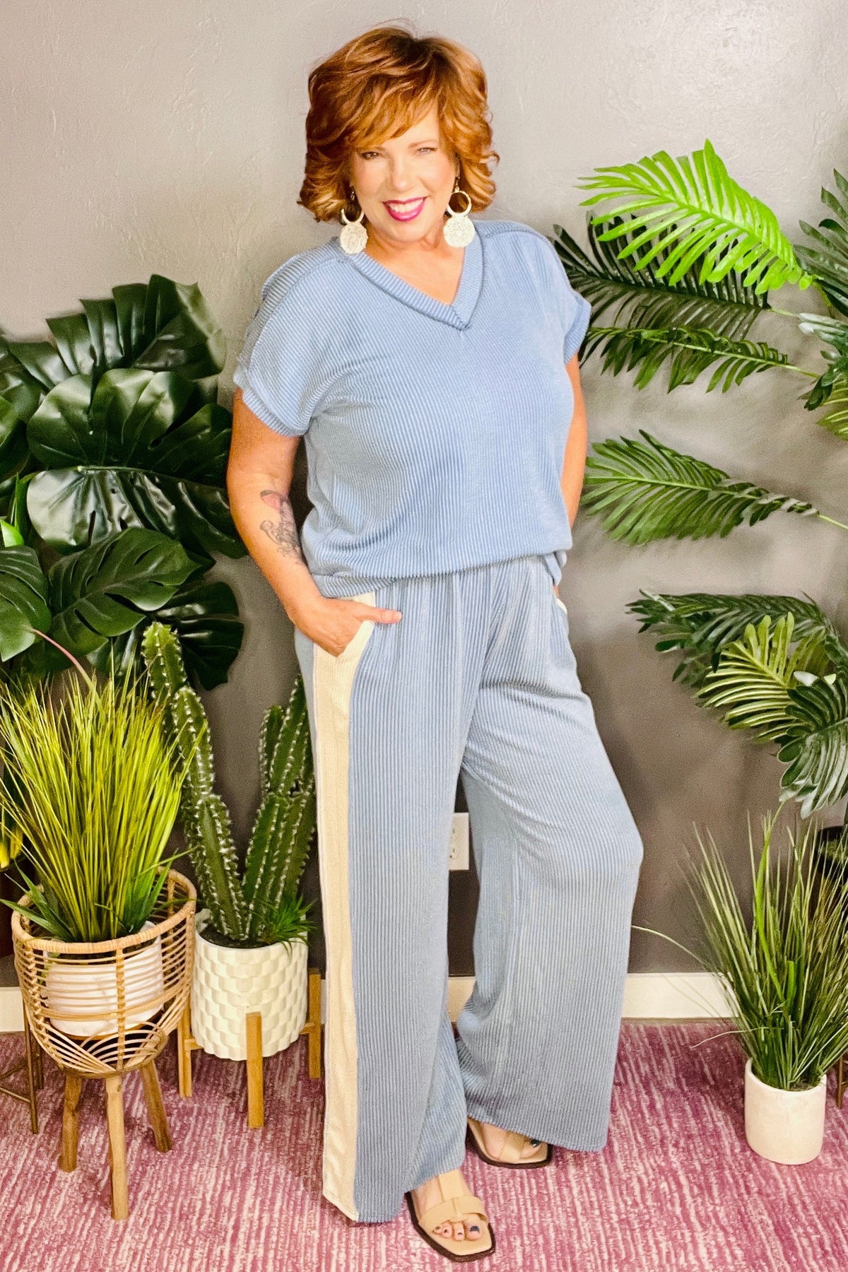 All The Comfort Denim Blue Ribbed Set - SET019DB