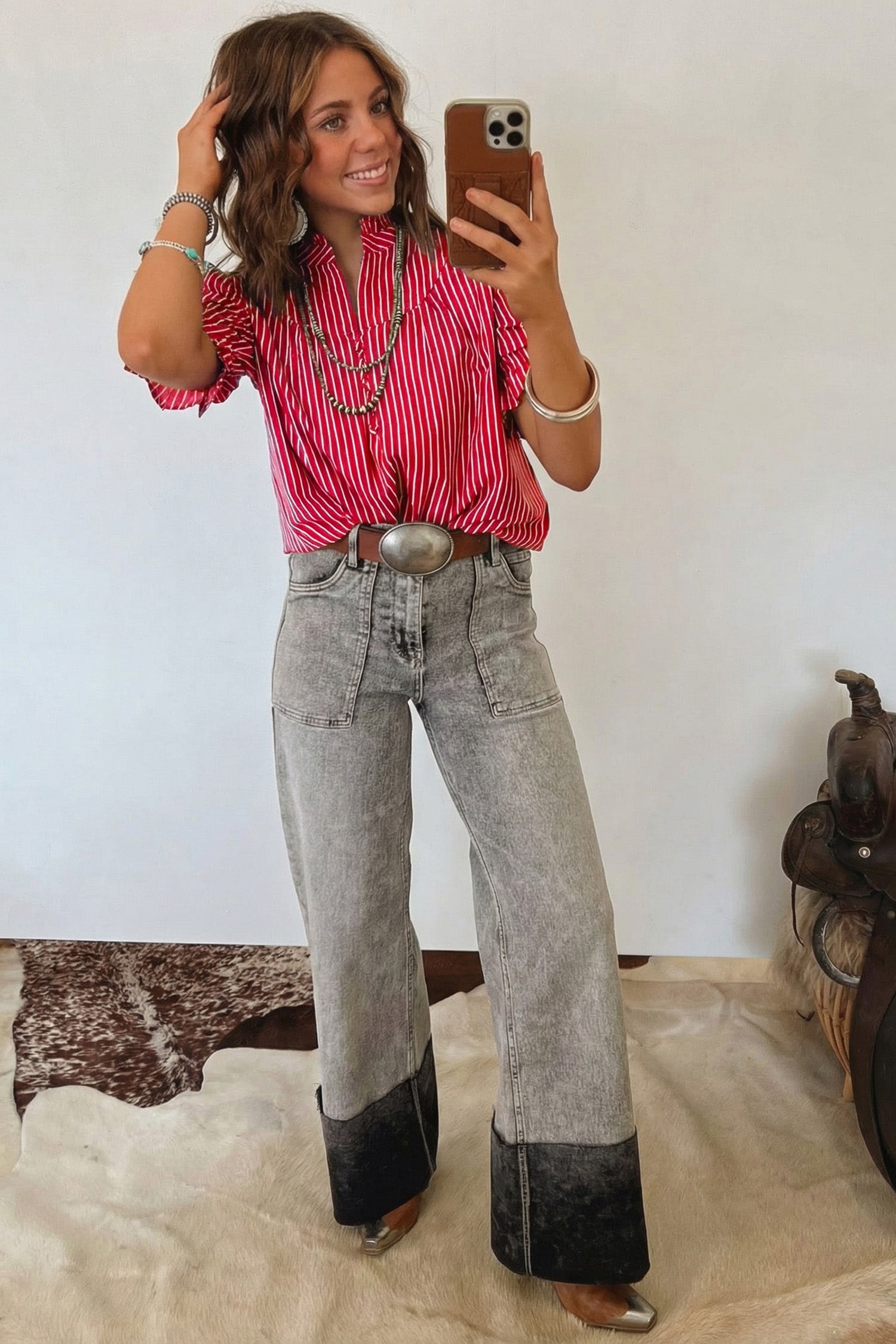 Stripe Dream Ruffled Short Puff Sleeve Top (2 Colors)