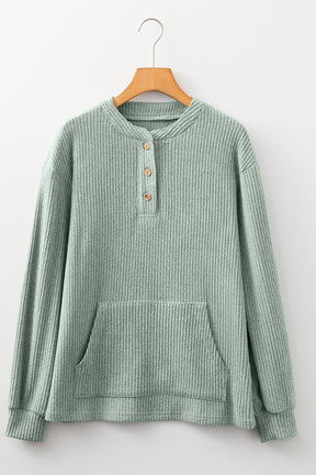 Comfy Comes Easy Ribbed Henley Knit Top (2 Colors)