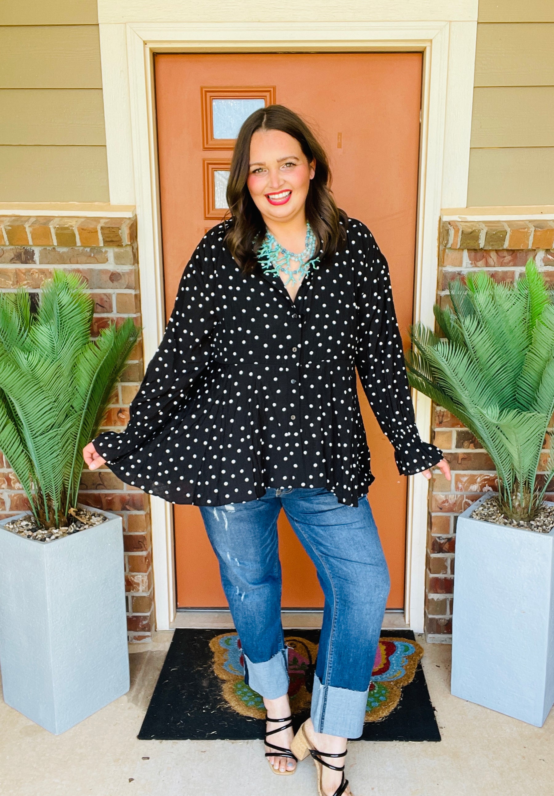 Polka Dot Perfection Top - S859BK