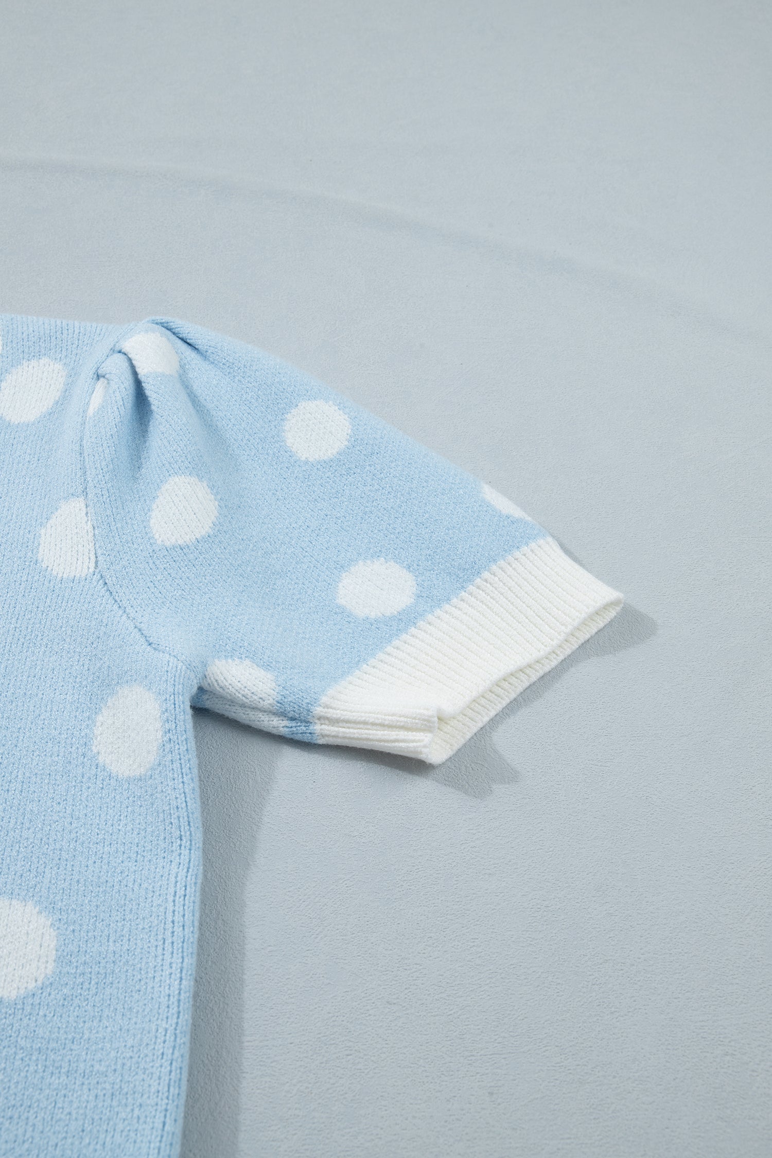 Haute Spot Blue Polka Dot Sweater Top