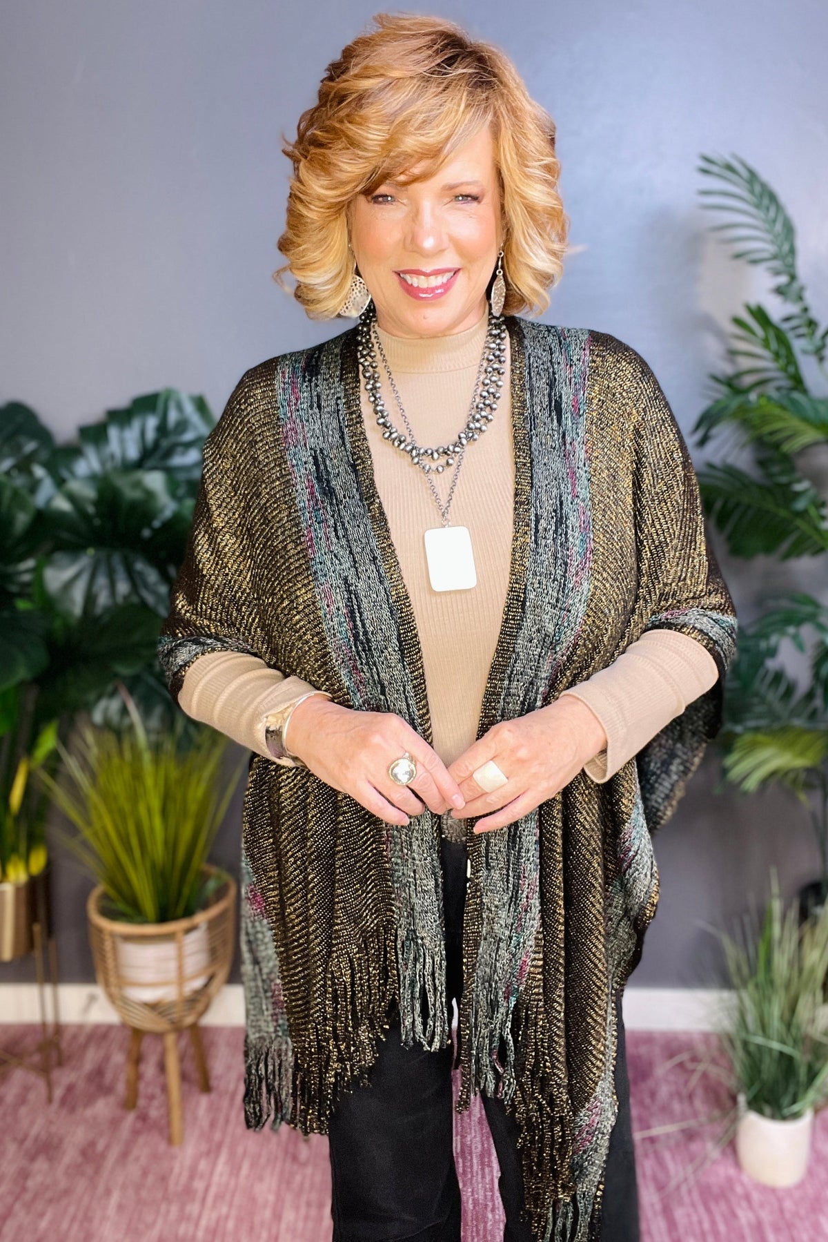 Cute To Cover Gold And Black Shawl - OT037GB