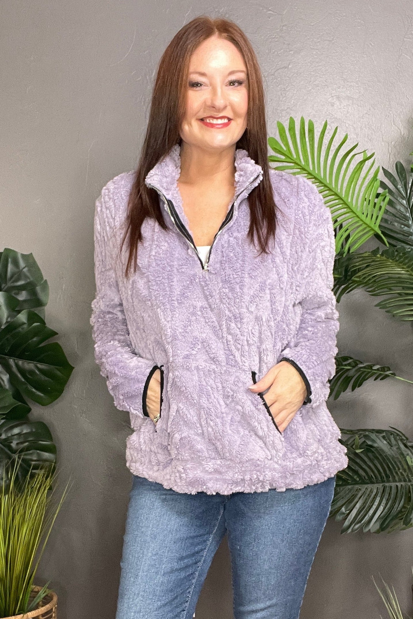 Cozy All Day Sherpa Half Zip Top (8 Colors)
