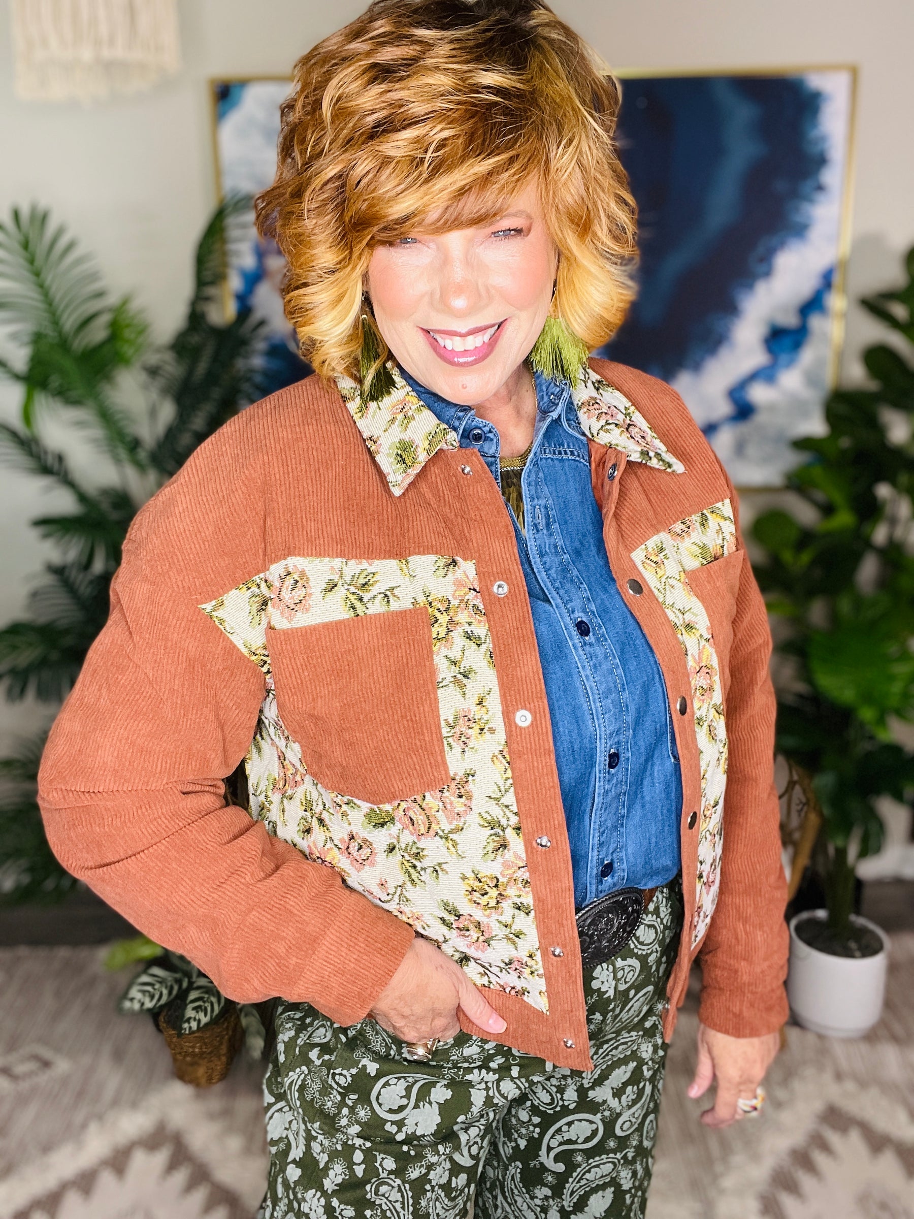 Autumn Bloom Ribbed Floral Jacket (3 Colors)