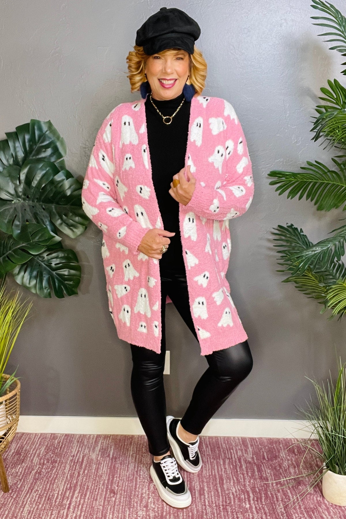 Pink Ghost Halloween Cloud Cardigan - OT001PK