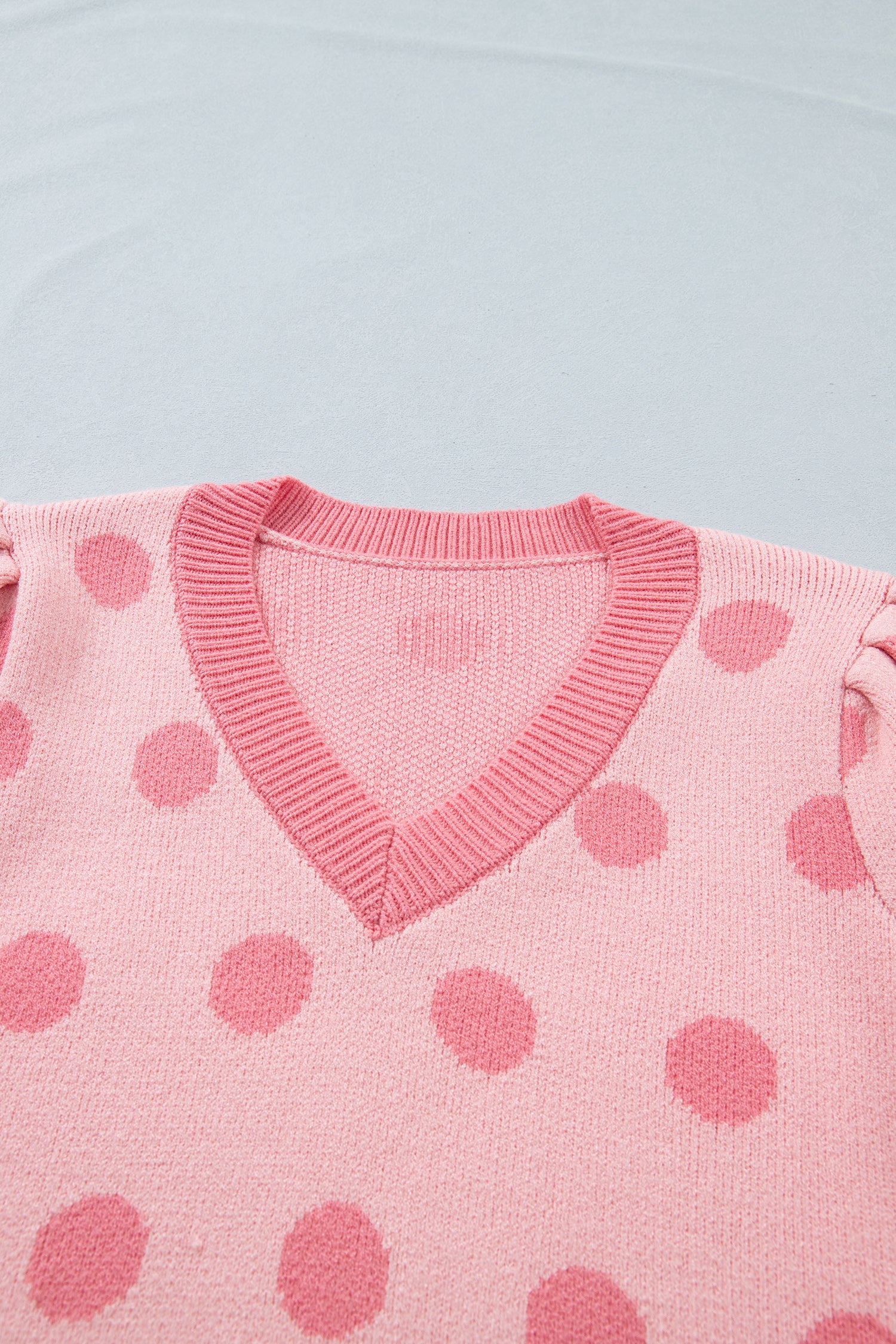 Haute Spot Rose Red Polka Dot Sweater Top