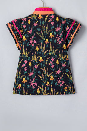 Vibrant Vibes Floral Print Ruffled Sleeve Top