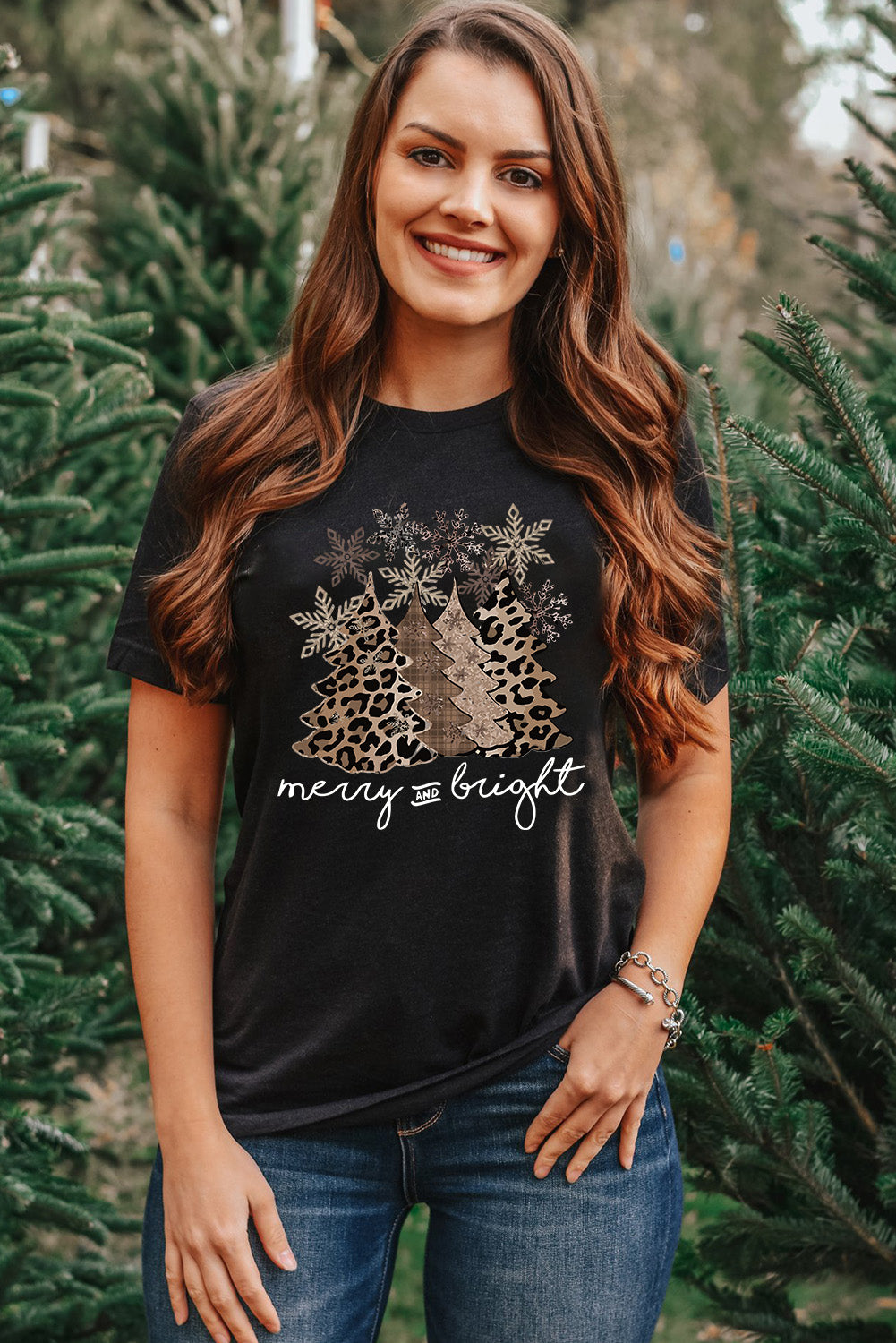 Leopard Christmas Tree Graphic Tee