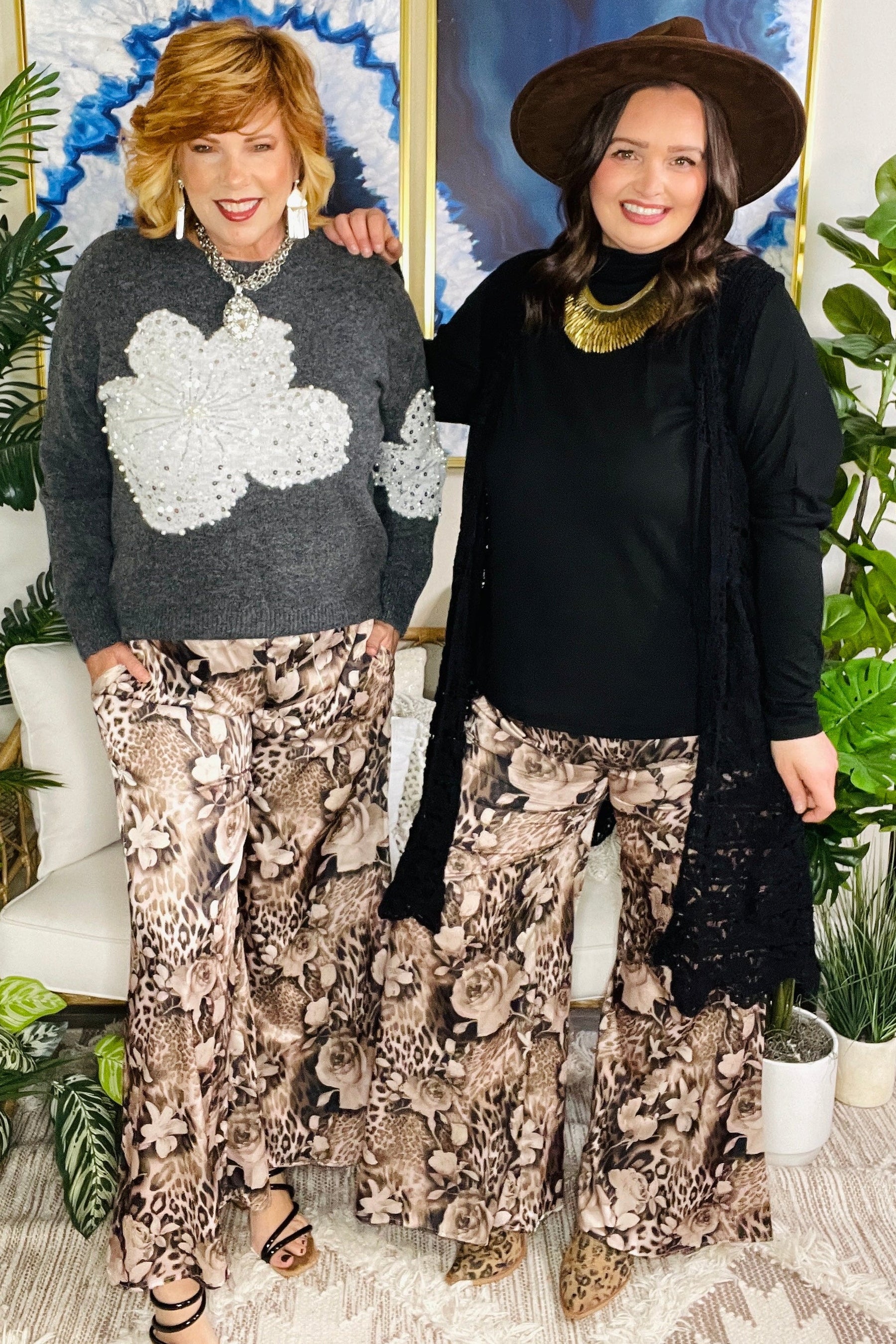 Roaming Roses Wide Leg Pants - P179MO