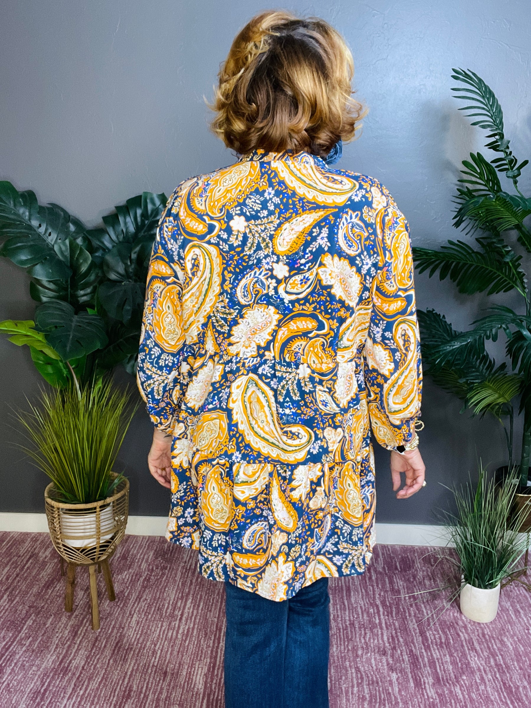 Paisley Perfection Hi Lo Teal Mix Top - S004TE