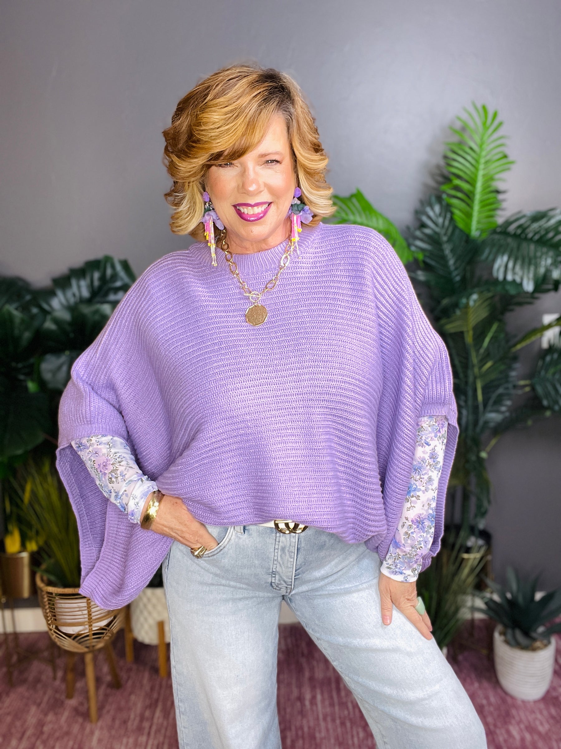 Spring Is In The Air Purple Poncho Top - S363PU