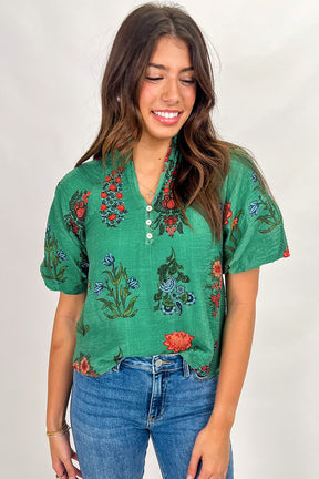 Destined For More Bright Green Floral Print Top