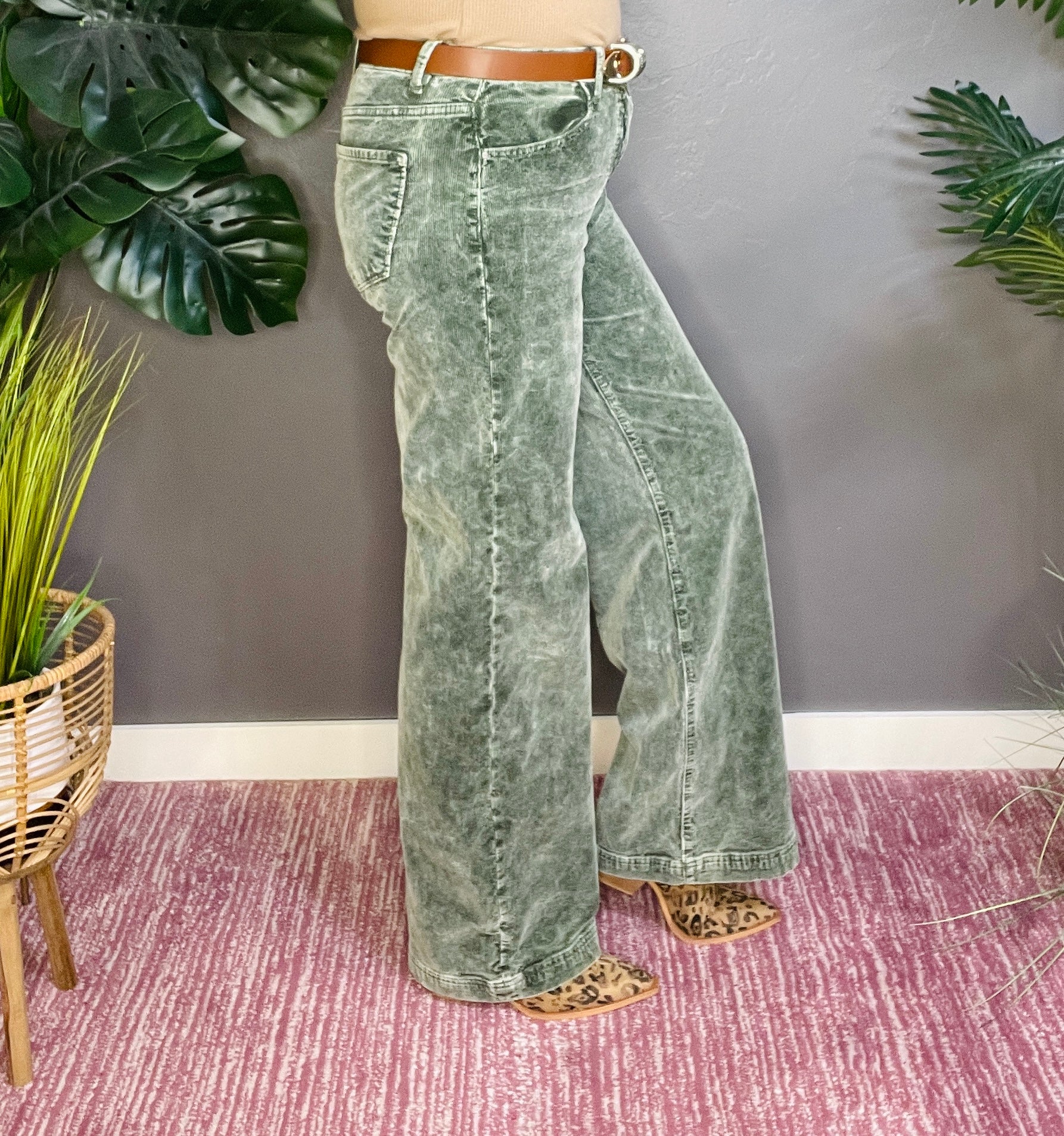 Harper Full Size High Rise Wide Leg Corduroy Jeans