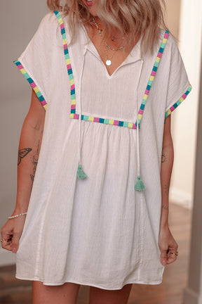 The Perfect Touch Colorful Fringed Detail Top