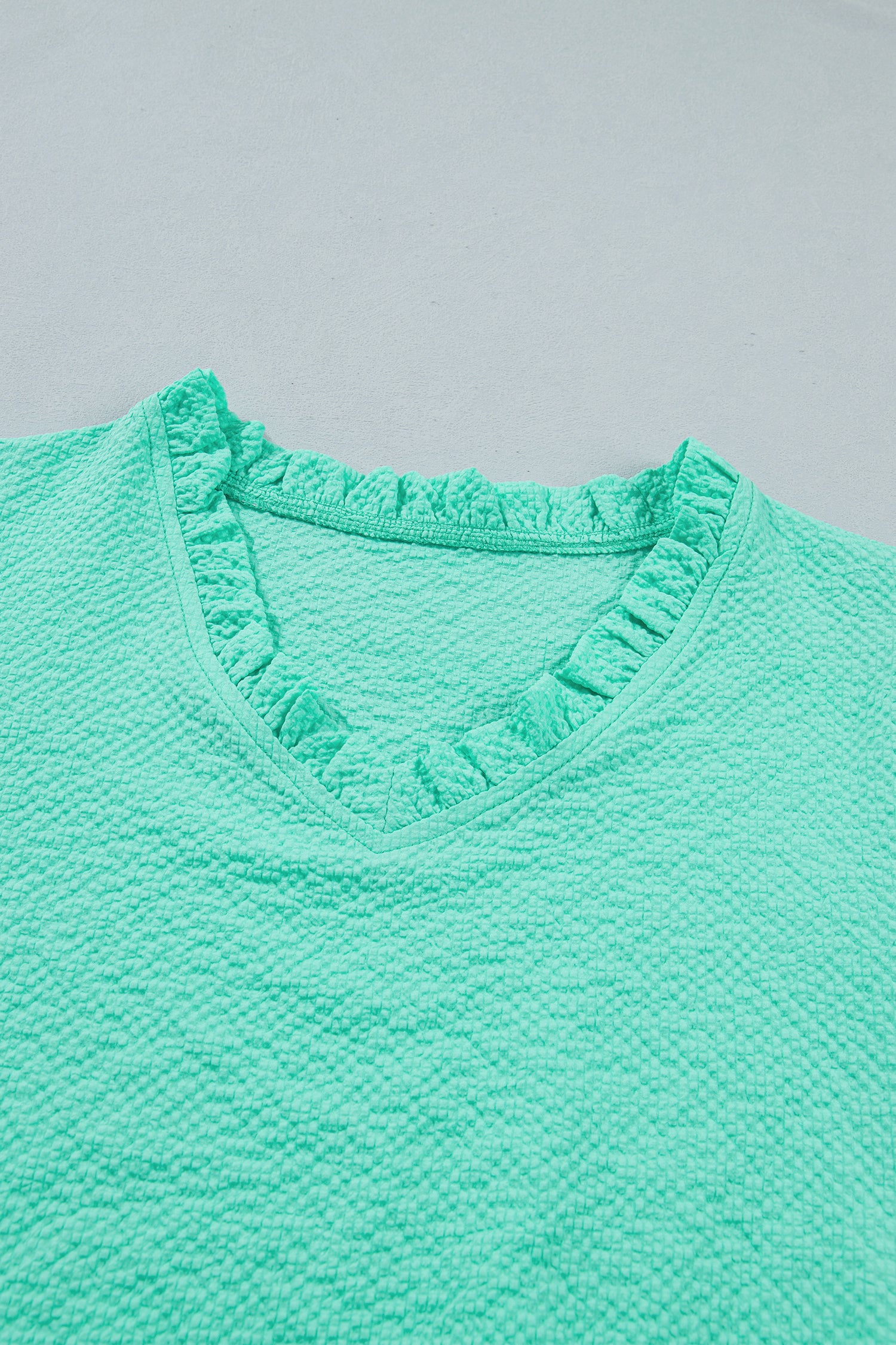 Mint All Day Embroidered Puff Sleeve Textured Top