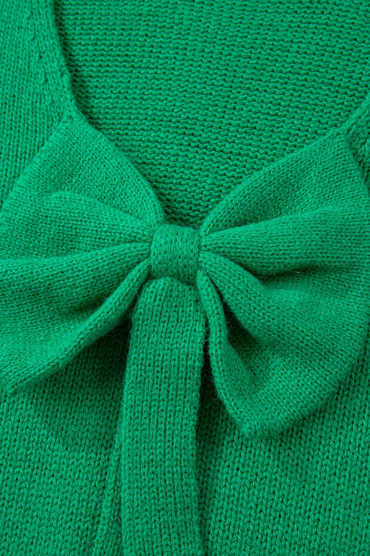 Bow Bella - Bright Green Bow Backless Bubble Sleeve Sweater