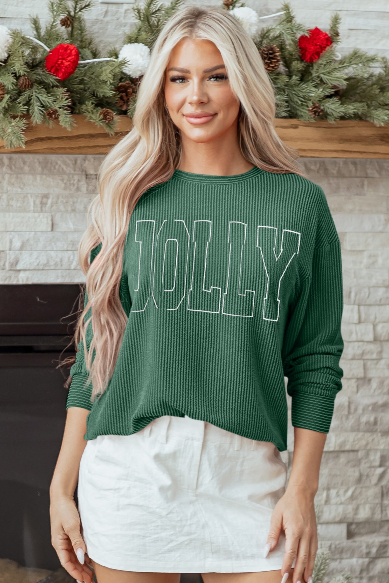 Green Ribbed Merry Top
