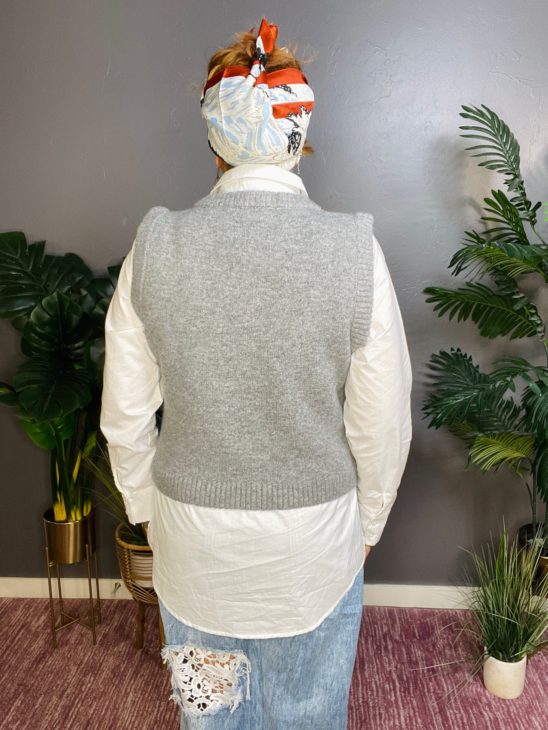 All Things Preppy Layered Top And Vest - S072GR