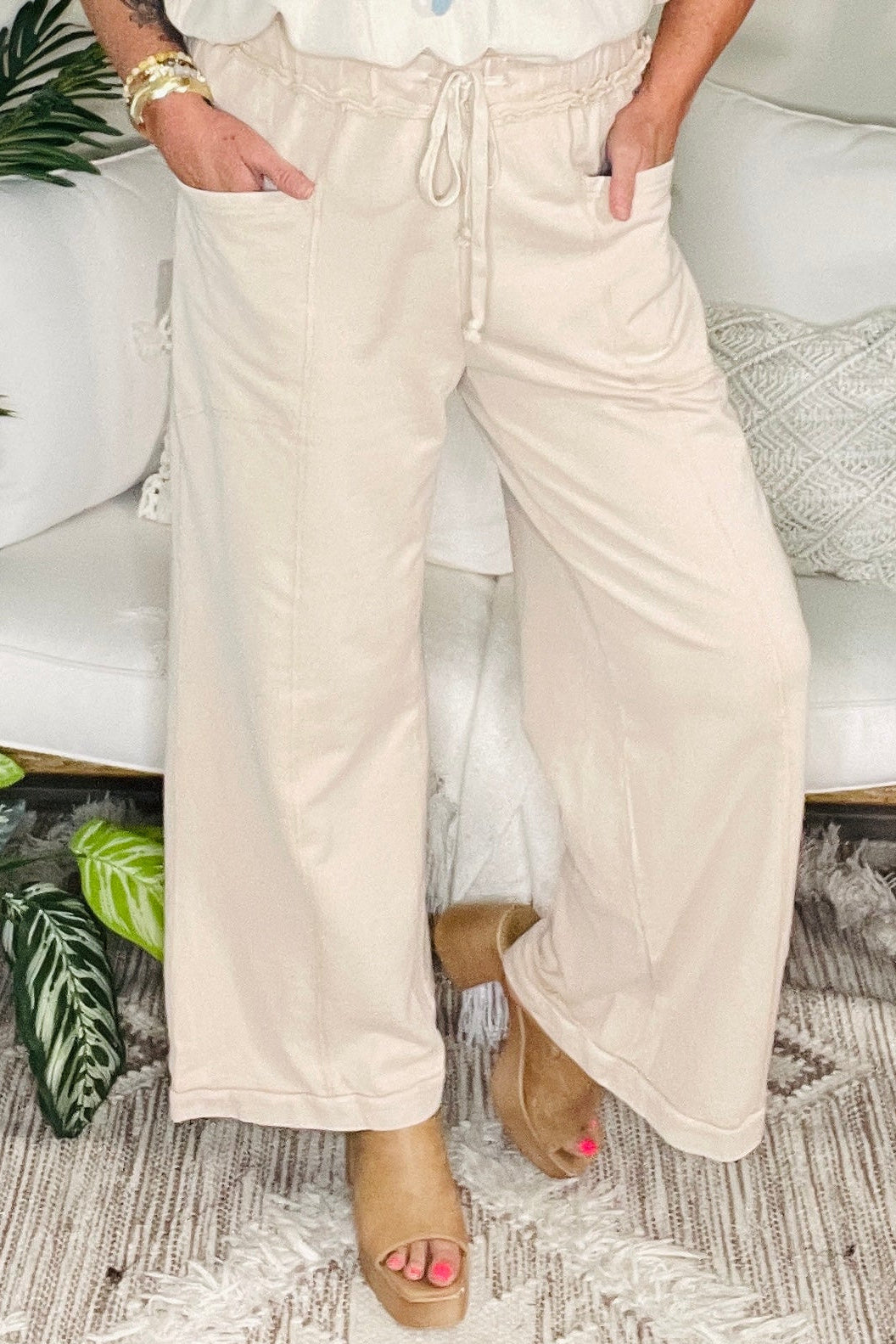 Weekend Escape Mineral Wash Wide Leg Western Pants (2 Colors)