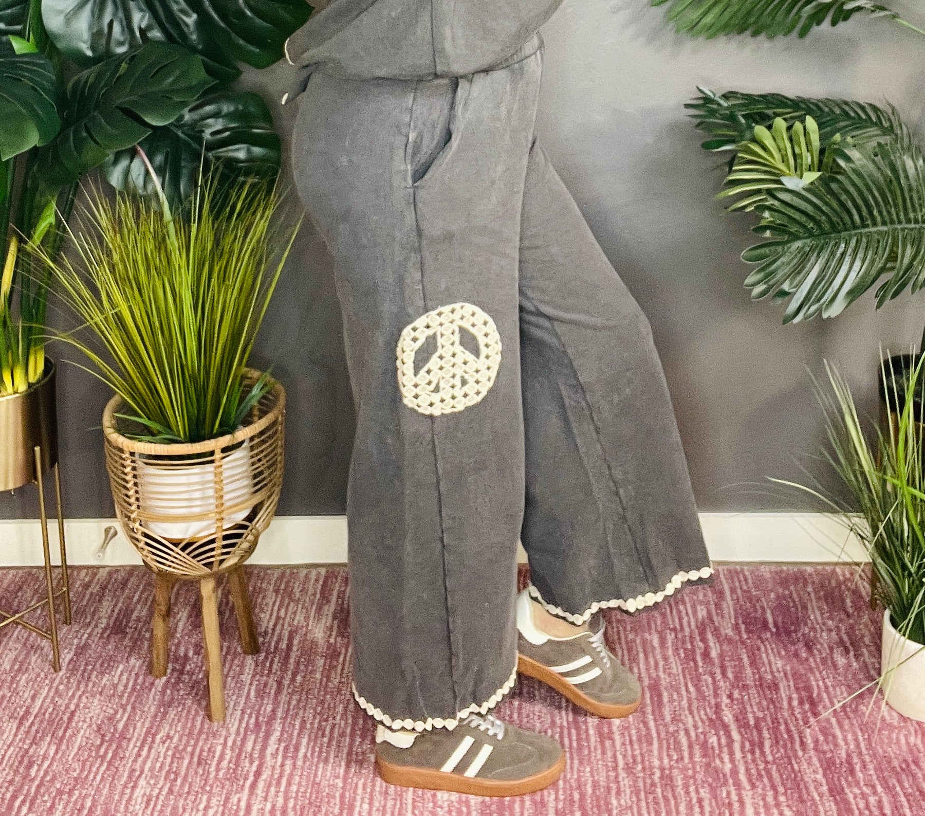 Peace All Around Charcoal Pants - P036CG